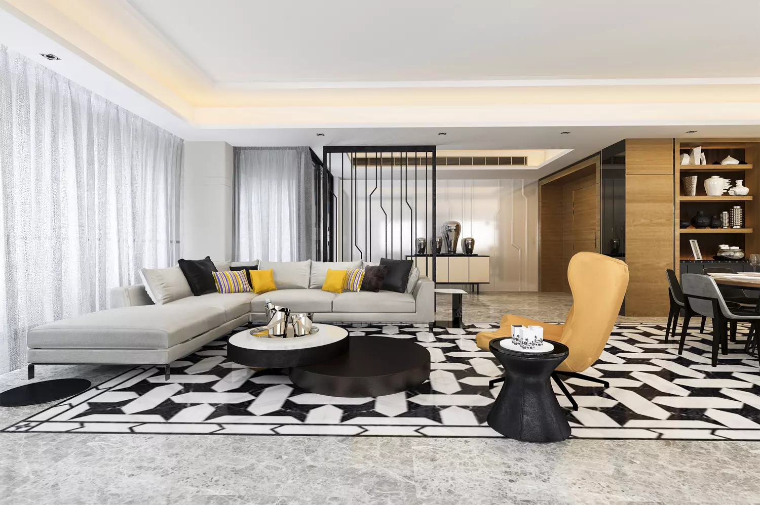 3d rendering modern dining room and living room wi 2025 01 08 07 55 17 utc
